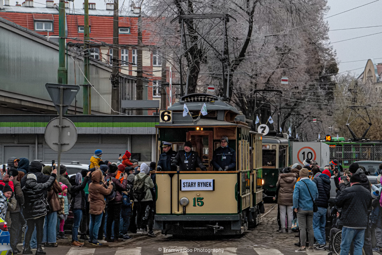 Poznań, Modertrans/BSI 2-axle motor car — 15; Poznań — 145 anniversary of public transport in Poznań