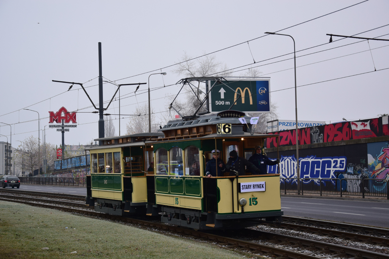 Poznań, Modertrans/BSI 2-axle motor car č. 15; Poznań — 145 anniversary of public transport in Poznań