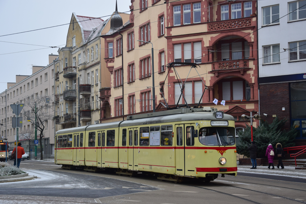 Poznań, Duewag GT8 # 702; Poznań — 145 anniversary of public transport in Poznań
