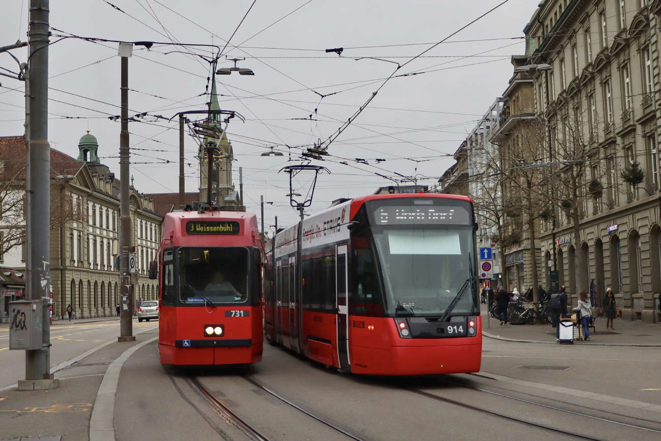 Берн, ACMV/ABB/Duewag Be 4/8 № 731; Берн, Stadler Tramlink № 914