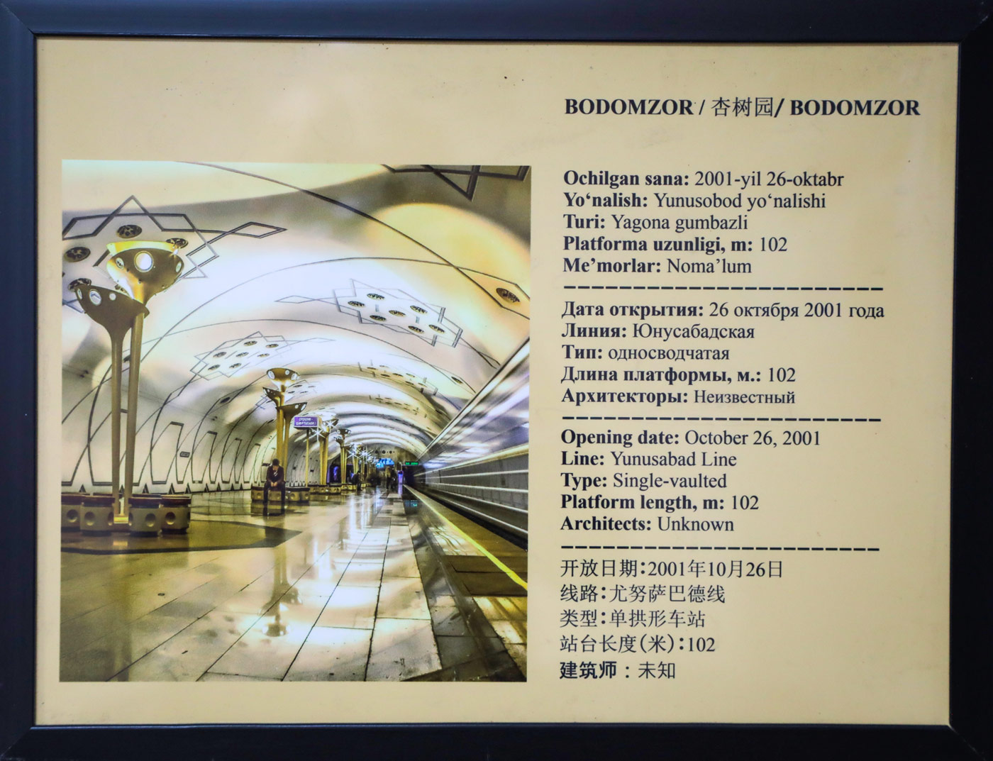 Ташкент — Метрополитен — Информация о станциях