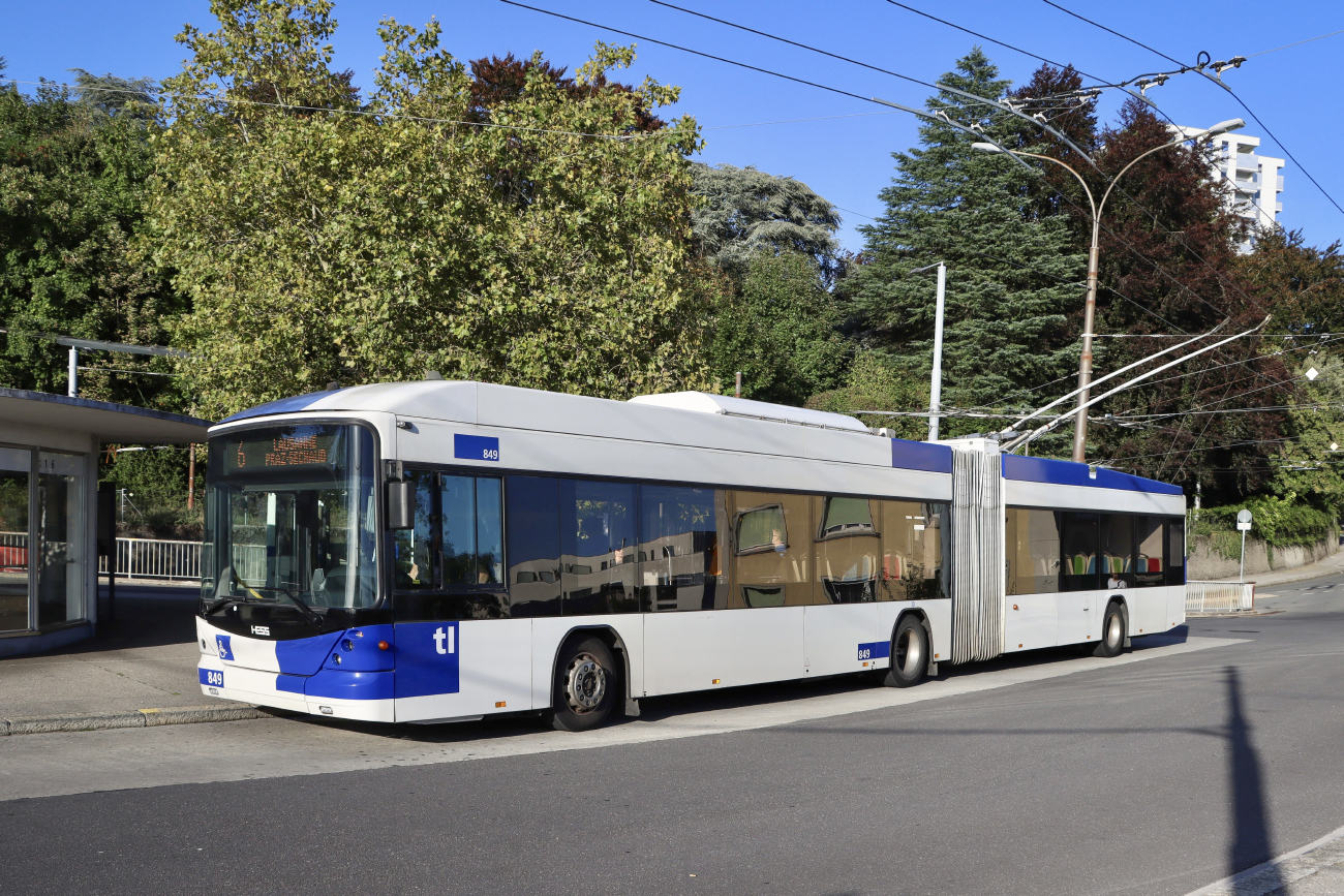 Lausanne, Hess SwissTrolley 3 (BGT-N2C) Nr. 849