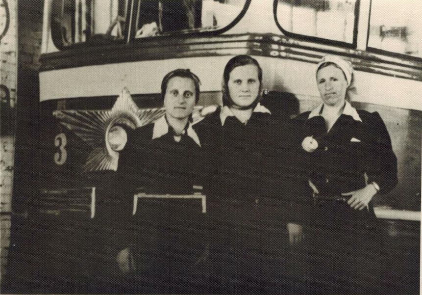 Electric transport employees; Biysk — Old photos