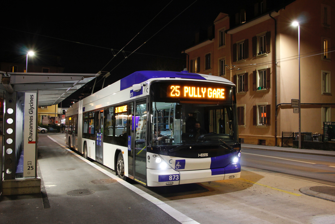 Lausanne, Hess SwissTrolley 4 (BGT-N2D) N°. 873