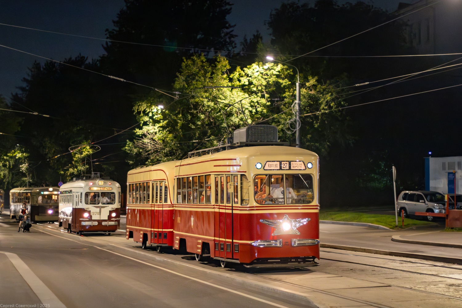 Москва, КТМ-1 № 0002; Москва — День Московского транспорта — 2025 (ночные репетиции парада трамваев 05.07.2025 и 10.07.2025, парад и выставка трамваев 12.07.2025)