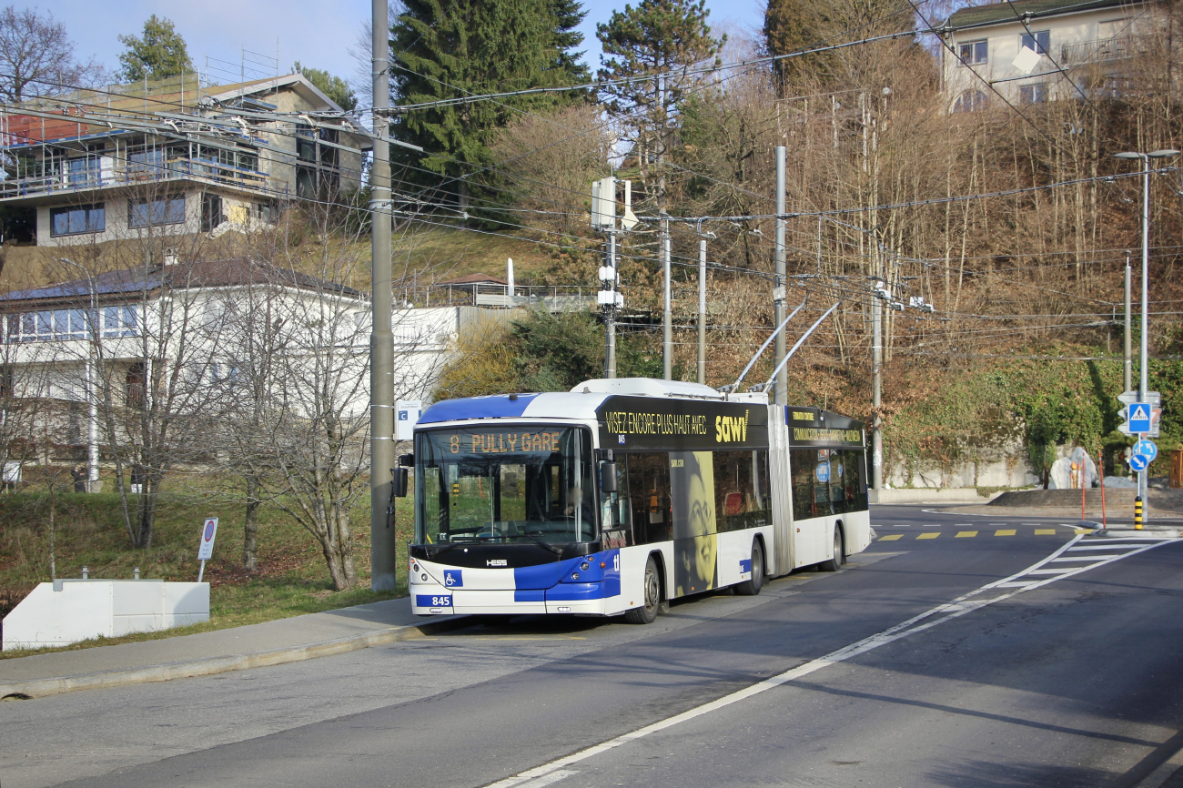 Лозанна, Hess SwissTrolley 3 (BGT-N2C) № 845
