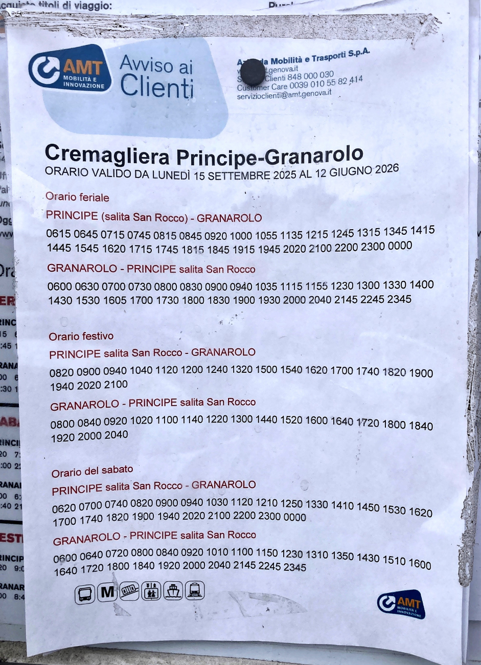 Генуя — Зубчатая железная дорога Principe-Granarolo