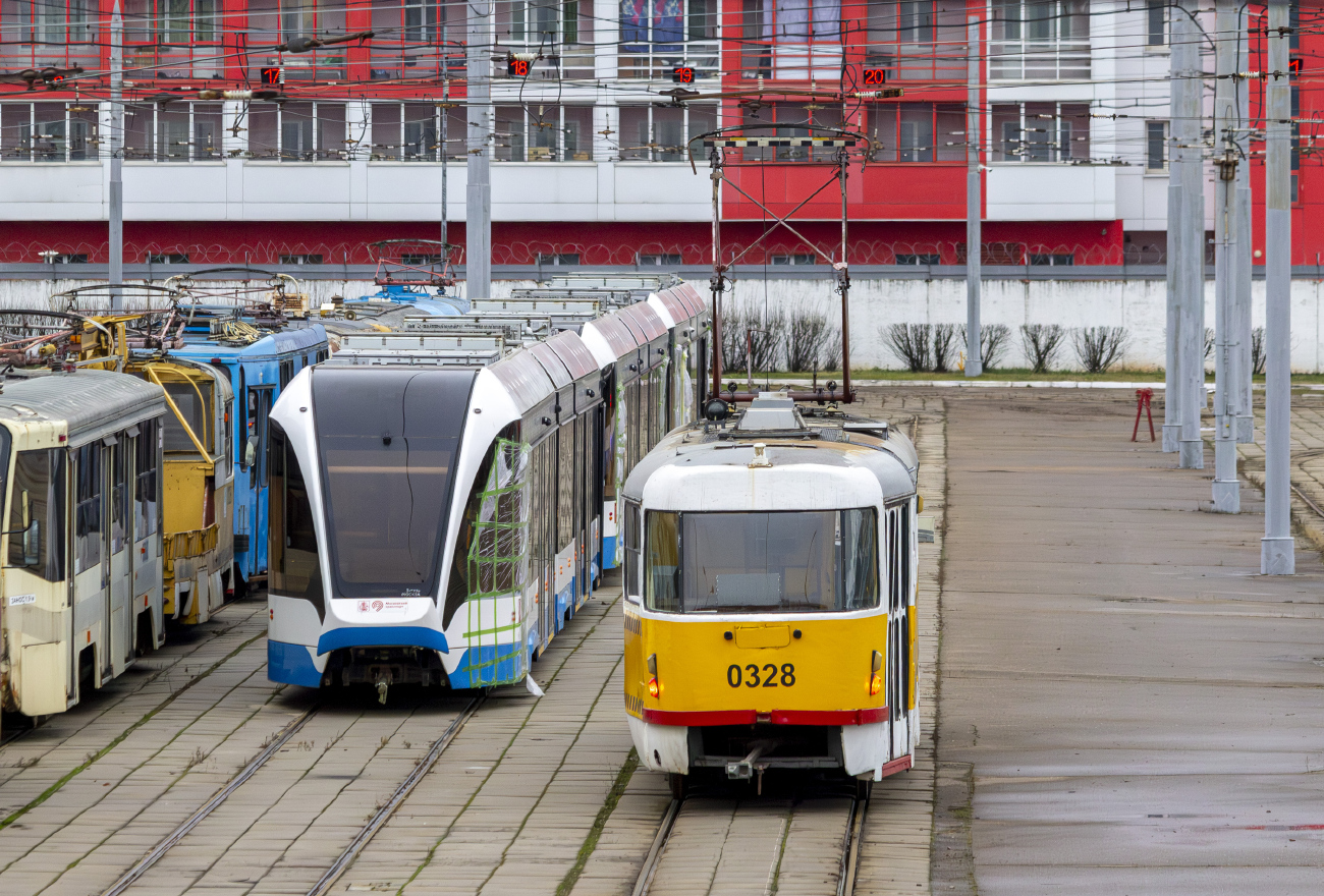 Moskau, Tatra T3SU Nr. 0328; Moskau — Tram depots: [3] Krasnopresnenskoye. New site in Strogino
